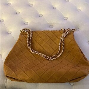 Brown Quilted Chain Shoulder Bag